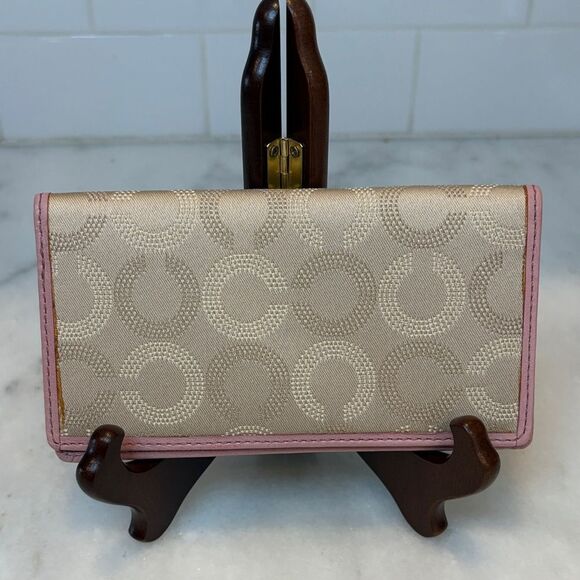 Coach Jacquard Signature OpArt Dot Logo Checkbook Holder - Picture 4 of 16